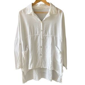 Milio Milano Sz S Oversized White Button Down Blouse Beachy Lagenlook
